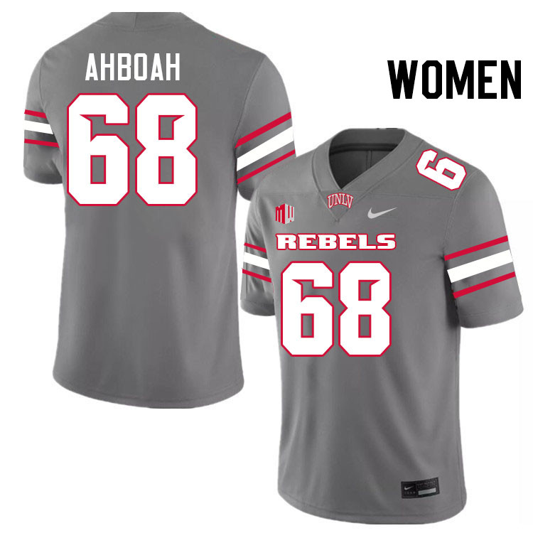 Women #68 Jayden Ahboah UNLV Rebels College Football Jerseys Stitched-Grey